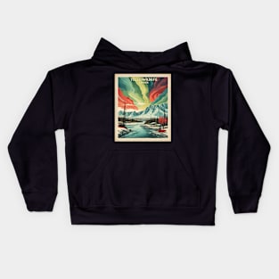 Yellowknife Canada Aurora Borealis Vintage Poster Tourism RIver Kids Hoodie